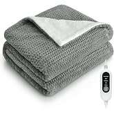 Heated Blanket Electric Throw Blanket with 5 Heat Settings, 10H Auto-Off, 50"x60" Soft Wave Fleece for Couch, Bed &amp; Office, ETL Certified
