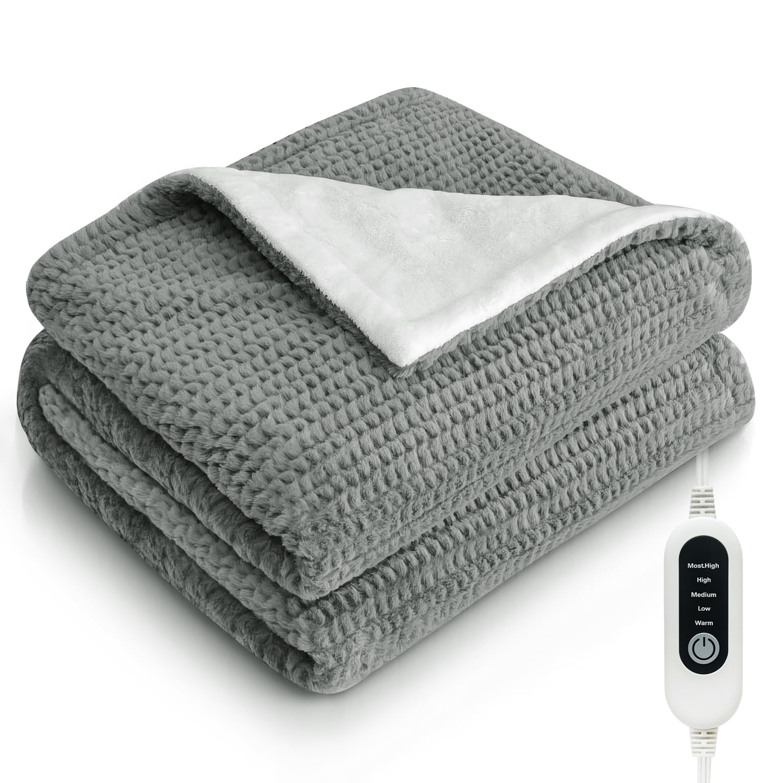 Photo 1 of Heated Blanket Electric Throw Blanket with 5 Heat Settings, 10H Auto-Off, 50"x60" Soft Wave Fleece for Couch, Bed & Office, ETL Certified