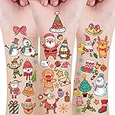 108 PCS Christmas Temporary Tattoos Sticker,Accessories Santa Claus Tree Reindeer Snow Winter Gift Idea,Party Supplies, Decorations, Fake Tattoo Stickers, School Rewards Prizes & Gifts