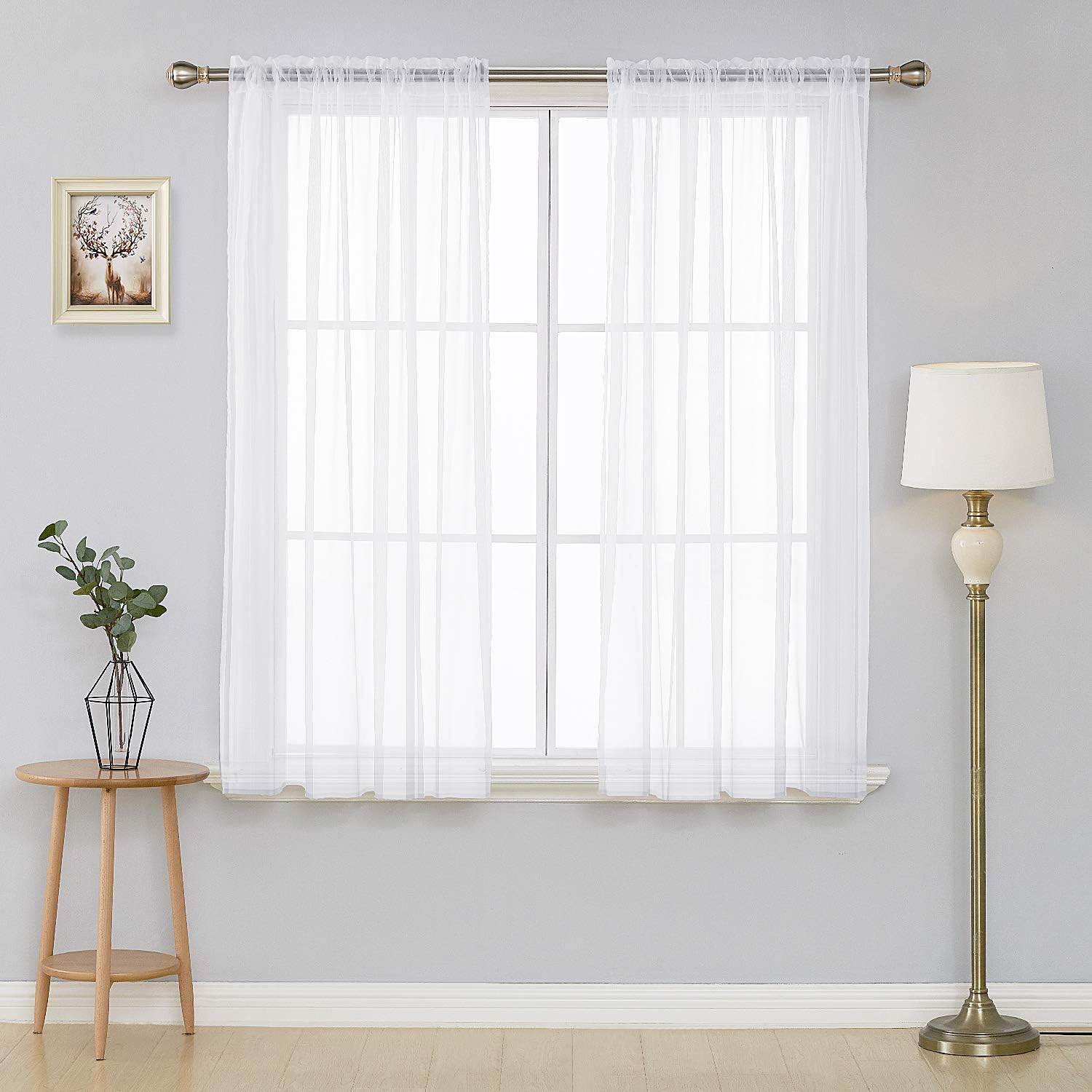 Amazon Com Deconovo White Sheer Curtains 63 Inch Length Rod