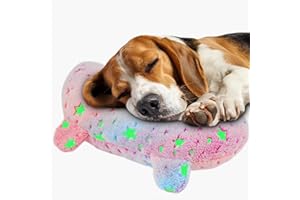 POMESEA Dog Calming Pillow, Dog Neck Pillow Soft Fluffy Pet Calming Toy Half Donut Cuddler, U-Shaped Pillow for Pets, Joint Relief Sleeping Improve (Large, Pink)