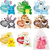 Sofier 27 Packs Valentines Day Cards for Kids School Class Classroom Plush Toy Mini Stuffed Animals Card with Animal Toys & Keychains for Boys Girls Party Favors Exchange Gifts