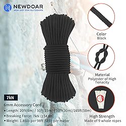 NewDoar Static Climbing Rope 6mm Accessory Cord