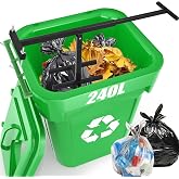 NEWTRY Manual Trash Compactor, 120L-240L Home Manual Garbage Compressor with Adjustable Handle Outdoor Wheelie Bin Rubbish Compactor for Kitchen, Garden, Restaurant, Office