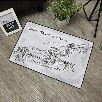 Amazon 子ども用マット おばあちゃん バナーと抽象的な短い線の引用句 モノクロイラスト ブラック ホワイト 滑り止め 赤ちゃんが滑らない ドアマットカーペット W19 X L31 Inch Msshe ラグ カーペット