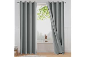 BUHUA Room Darkening Curtains Thermal Insulated Grommet Window Curtains/Drapes for Bedroom and Living Room(2 Panels Set, 52x84 inch, Gray)