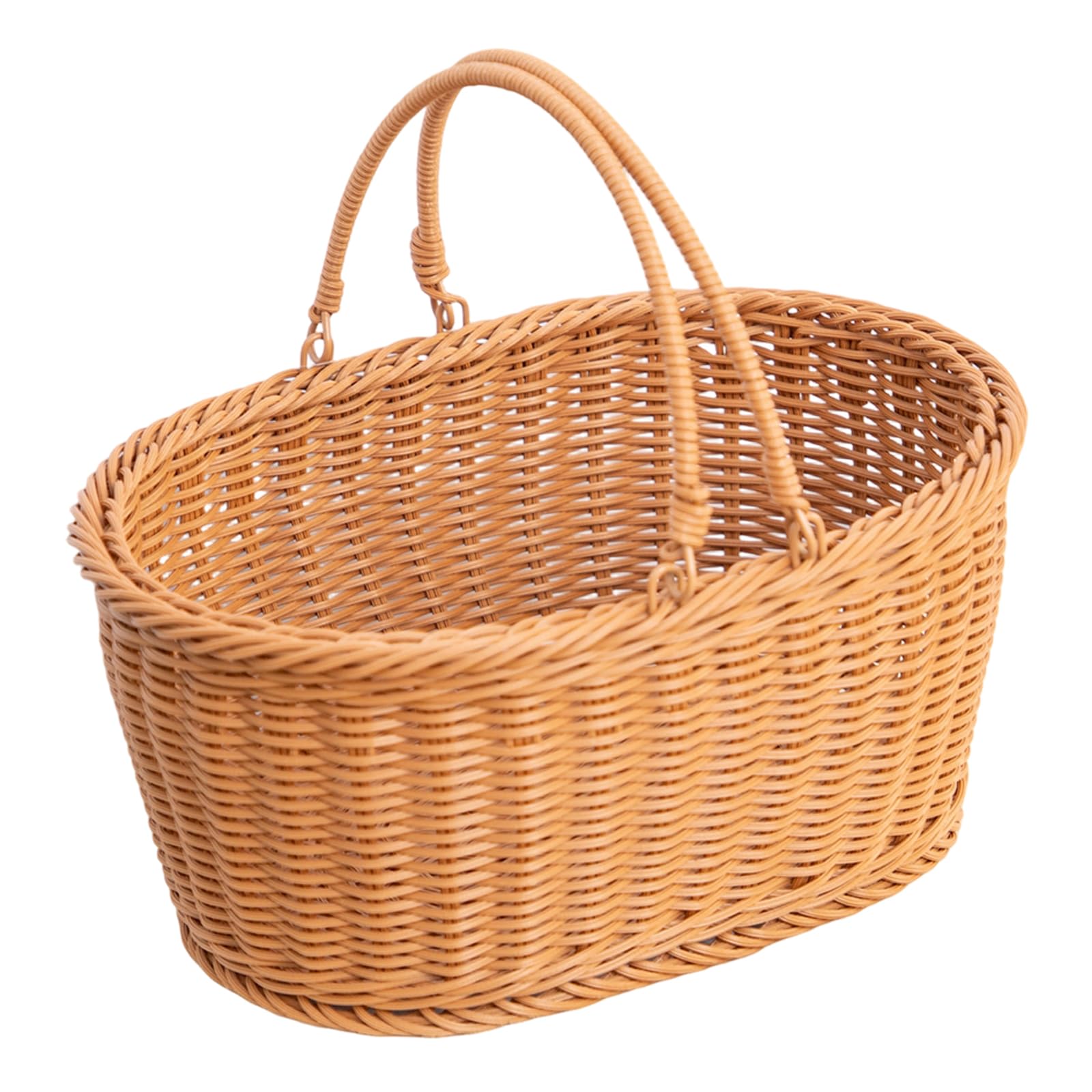 Photo 1 of Rattan Picnic Basket with Handle, Garden Harvest Basket, Gathering Storage for Vegetable Fruit, Easter 13" x 9" x5.5" (Rattan, 13"x9"x5.5")