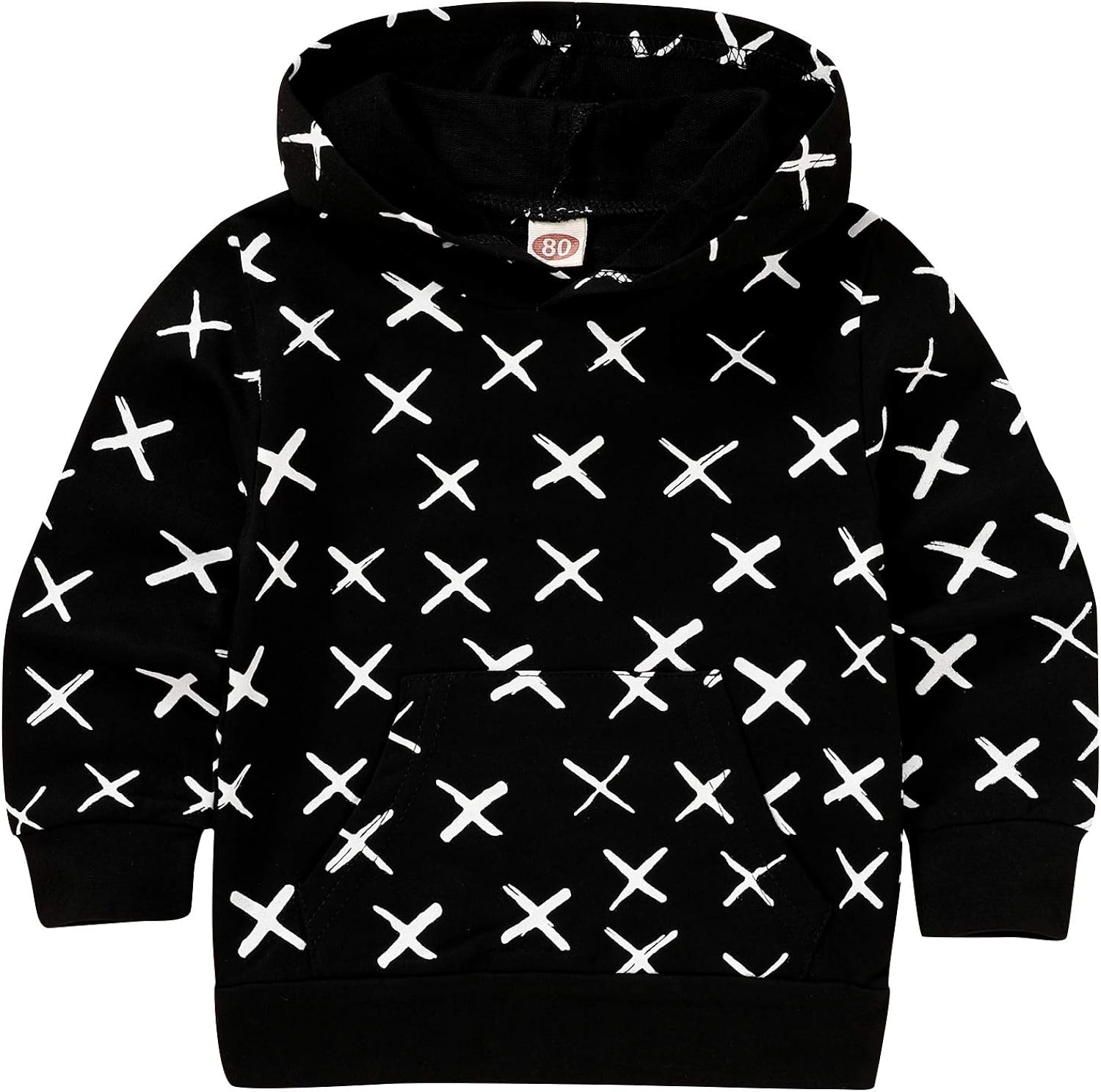 Infant Toddler Baby Hoodie Shirts Cute Dinosaur Cross Pattern Kids Zipper Black Tops: Clothing