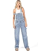 Lana Roux Womens Denim Low Rise Straight Leg Overalls