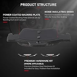 cciyu D986 Ceramic Rear Disc Brake Pad Set Fit For
