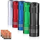 Yikosam 5 Pack of Flashlights 9 LED Mini Aluminum Flashlight with Lanyard 15 AAA Batteries Included Assorted Colors Handheld 