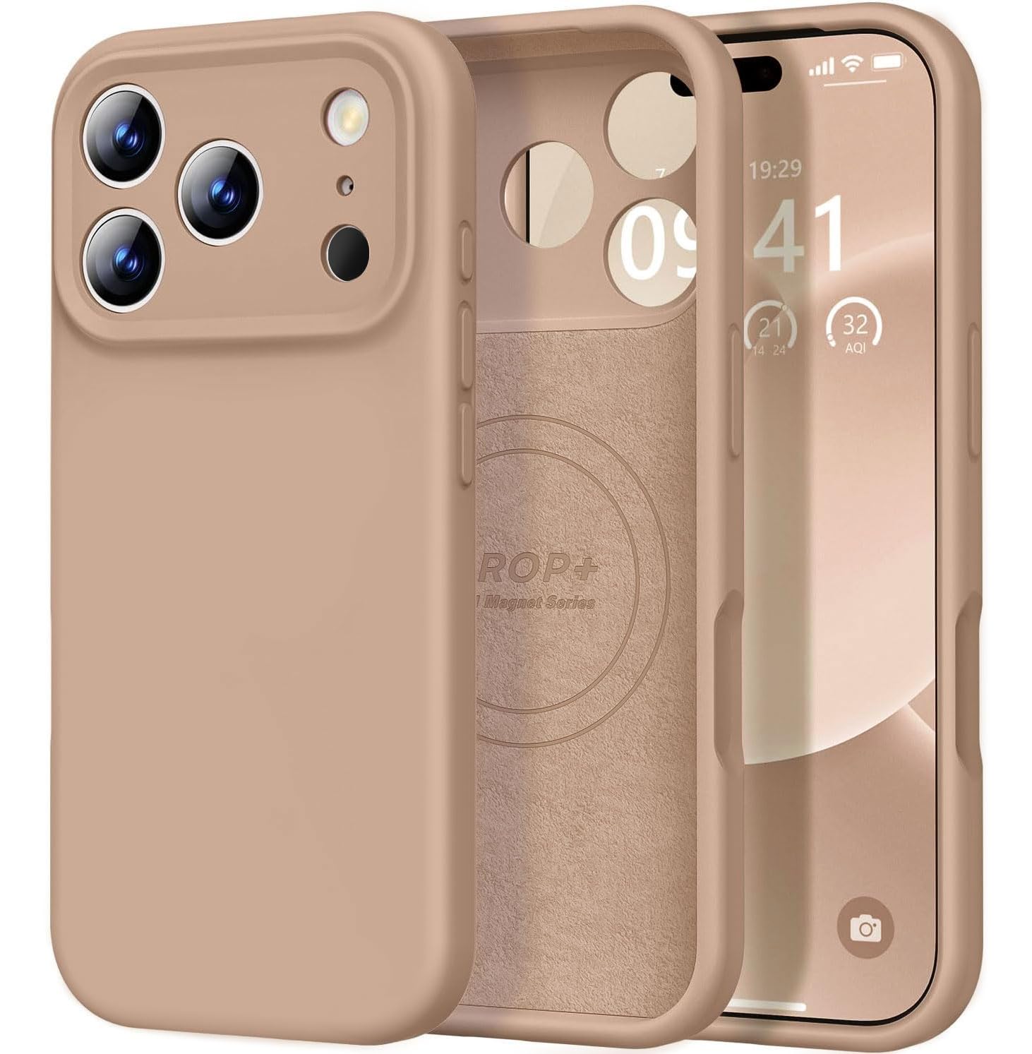 Photo 1 of Vooii Magnetic for iPhone 17 Pro Max Case, Compatible with Magsafe (Premium Liquid Silicone) (Integrated Camera Control Button) Full Body Protective Anti-Scratch Microfiber Lining 6.9", Light Brown
