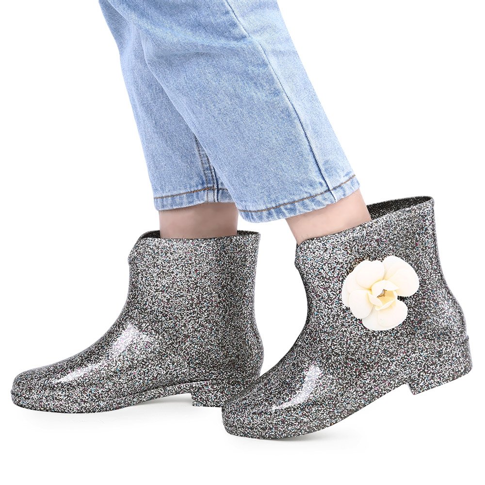 hannea paillette embellishment floral water resistance ladies rain boots