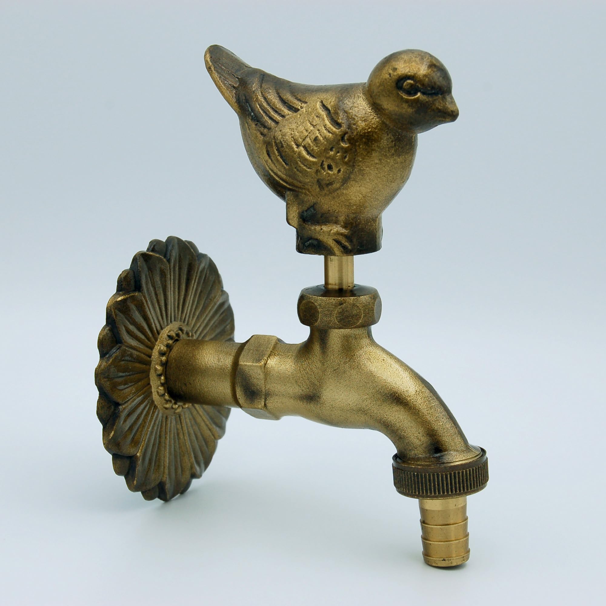 MONTSERRAT Decorative Garden Tap - Dove Design, 1/2 Inch Input, Wall Mount, Brass Finish, Brown