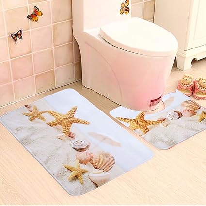 Tappeto Bagno Set Tezoo 2pcs Starfish Seashells Beach