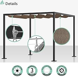 SunnyRoyal Brown 3'x19' Retractable Pergola Shade