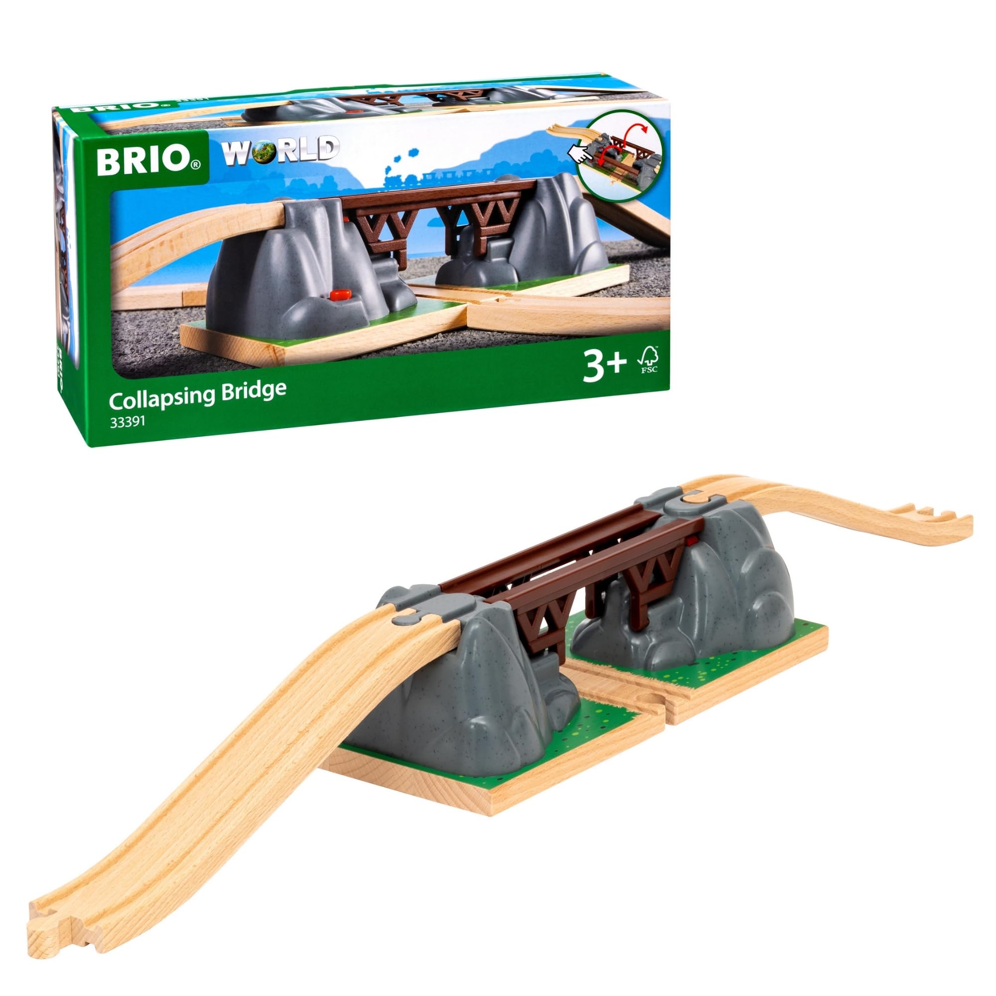 BRIO World Collapsing Bridge for Kids Age 3 Years Up - Compatible With All BRIO Railway Train Sets and Accessories