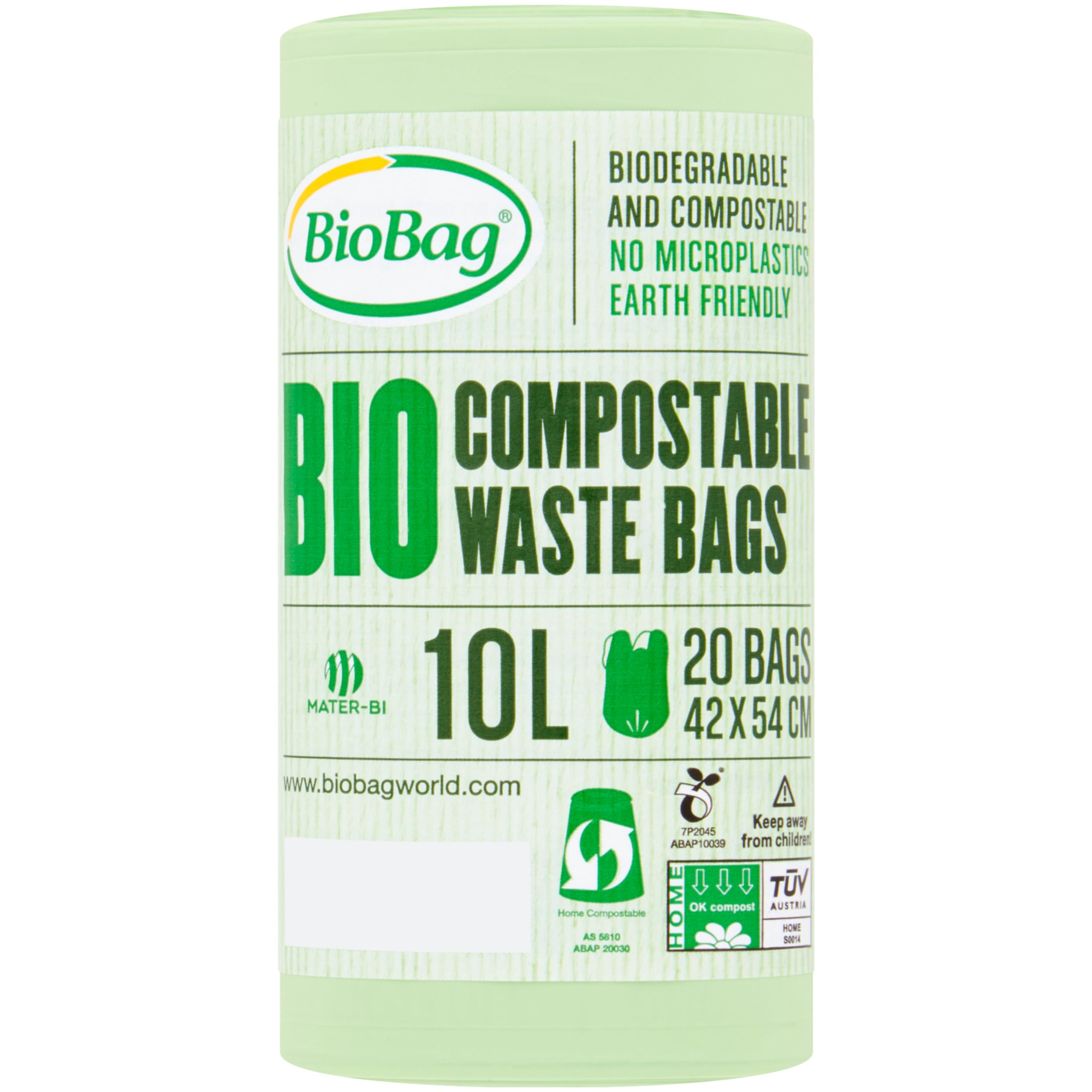 10L 100% Compostable Caddy Bin Liners (20 count ), Green