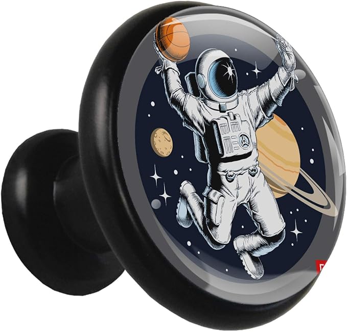 Tirador de puerta Baloncesto astronauta juego de pomos de vidrio
