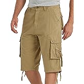 VOPOKER Cargo Shorts for Men Multi Pockets Mens Shorts Twill Below Knee 13 Inches Cotton Relaxed Fit Hiking Outdoor Work