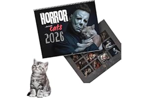 Horror Cats 2026 Calendar, Horror Movie and Cats Themed Calendar, Unique horror and Christmas Decor Wall Calendar for Goth Sp