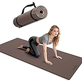ONLYHE Yoga Mat Thick（8mm）Exercise Mat Non Slip Anti-tear,Pilates Mat for Men and Women,Workout Mats for Home,Barefoot Workouts and Floor Exercise,with Carrier Strap(71"x 24" ) (Light coffee + apricot)