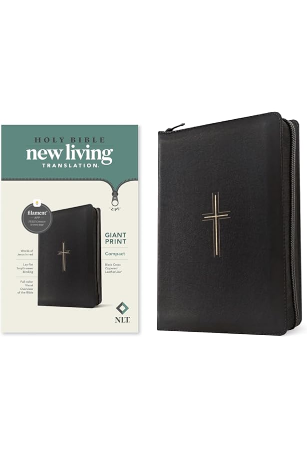 NLT Compact Giant Print Zipper Bible, Filament Enabled