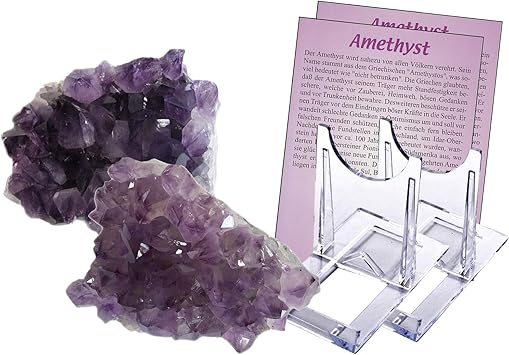 2 X Amethyst Kristallstucke 8 12cm 400 600g Edelstein Schmuckstein Naturstucke Einer Druse Aus Brasilien Uruguay 6 Tlg Set Mit Stander 95020 2s Amazon De Drogerie Korperpflege