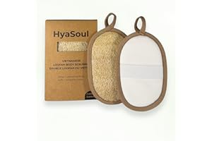 HyaSoul Vietnamese Loofah Cotton-Backed Body Scrubber (2 pack) – Natural Plant-Based Exfoliating Shower Sponge, Eco-Friendly 