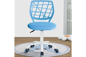FurnitureR Kids Study Chair, Adjustable Swivel Task Chair with Soft Mesh Seat & Creative Low-Back Design, Smooth Wheels, Desk Chair for Children & Teens – A Thoughtful Everyday Gift, Light Blue