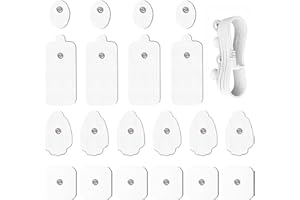RLEXIO 20 Pack TENS Unit Electrode Pads + 1/4 Wire Cable Combination Set. Reusable Premium Hydrogel Self-Adhesive Replacement Pads, Compatible with TENS 7000, AUVON, Belifu, AVCOO, Neocarbon, Nicwell (white)