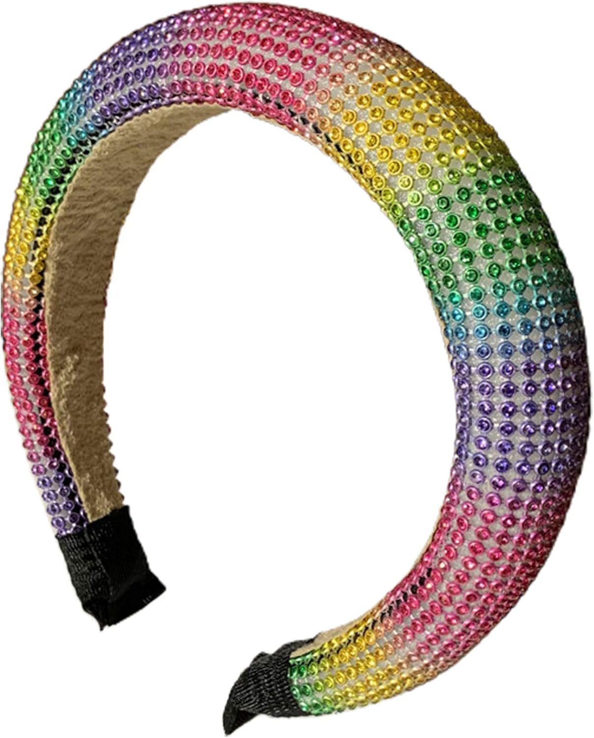 Women Sponge Padded Headband Glitter Colorful Rhinestone Party Wide