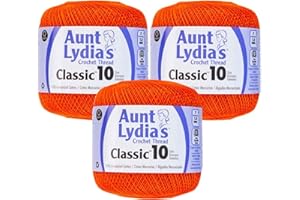 Aunt Lydia's Bulk Buy Crochet Cotton Classic Crochet Thread Size 10 (3-Pack) Pumpkin 154-431