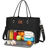 KKXIU Lunch Tote Bag for Teacher & Nurse, 15.6 Inch Laptop Tote with Insulated Lunch Box Pocket for Women