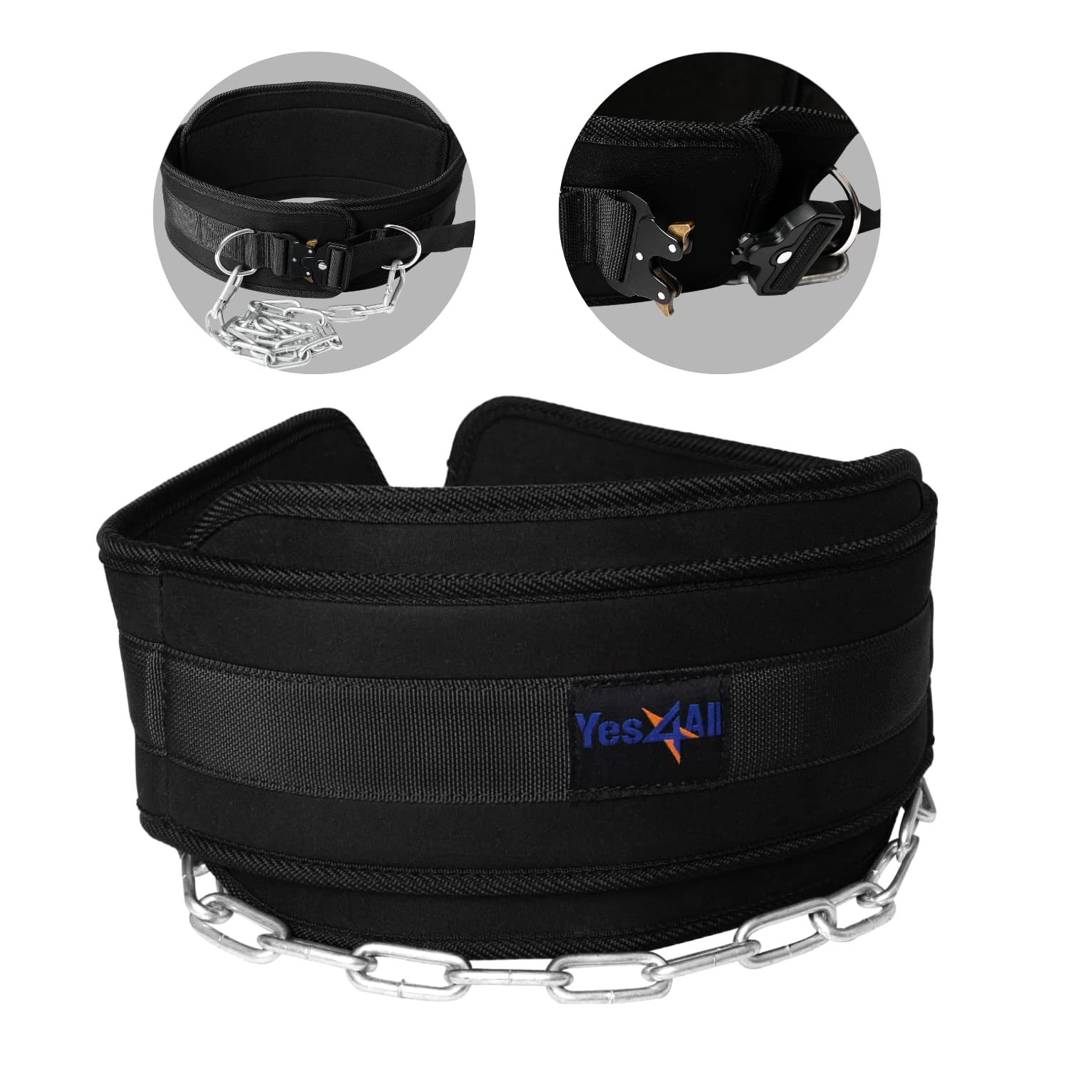 Yes4All Weight Dipping Belt/Portable Weight Lifting Belts for Men with Sturdy Steel Construction, Adjustable Buckle & Webbing