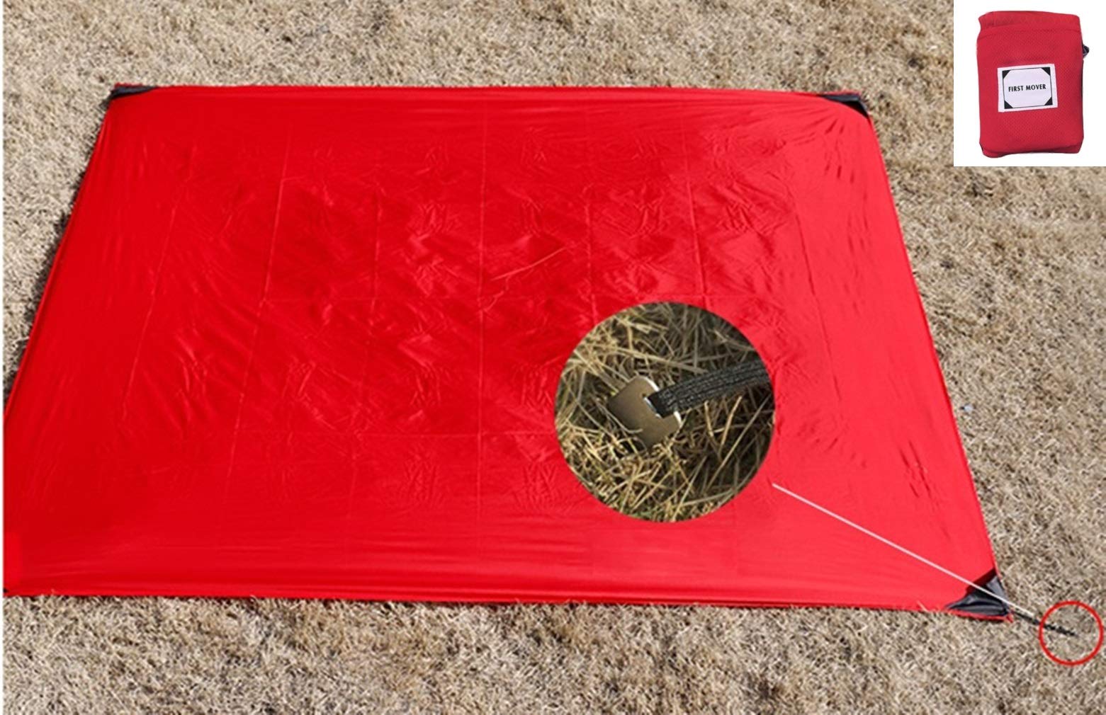 X-Labor Ultralight Mini Picnic Blanket Beach Blanket Waterproof Sand-Resistant Heat Insulated Compact Nylon Portable Camping Mat Pocket Blanket Red 150 x 180 cm