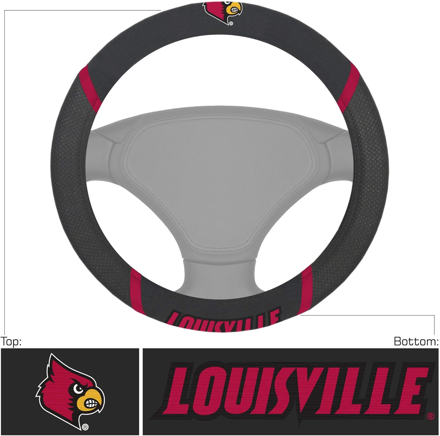 FANMATS NCAA University of Louisville Cardinals Polyester Steering Wheel Cover