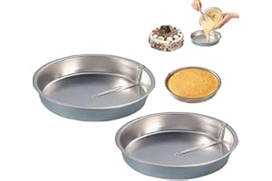 9IN Round Cake Pan,Stainless Steel Non-Stick Baking Pans,Tinplate Easy Release Cake Pan with Built-in Swivel Blade,Easy to Cl