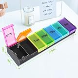 Alyvisun 7 Day Pill Box Large Weekly Organizer Black Travel view 7