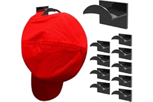 KOVSPO 10 PCS Adhesive Hat Hooks for Wall, Strong Hold Hat Hangers, Minimalist Hat Rack Design, No Drilling, Hat Hooks for Baseball Caps, Hat Holder Organizer for Wall, Door, Closet, Office, Bedroom
