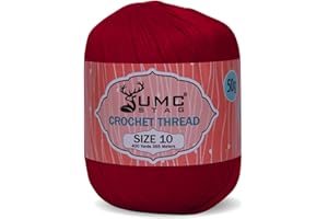 UMC STAG Size 10 Crochet Thread | 100% Combed Mercerized Cotton | Oeko-TEX Certified | 50g Ball 400 Yards | Ideal for Lace, Tatting & Crochet Projects (Red 46, Size 10 Single)