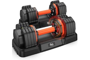 UKEEP 25LB 55LB Adjustable Dumbbells Set, 5LB to 25LB Dumbbells Pair,15LB to 55LB Adjustable Dumbbells of 2, Home Gym Weight Dumbbells Set 50lbs/110lbs, Anti-Slip Handle for Exercise Equipment