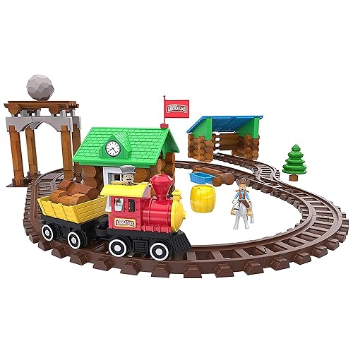 LINCOLN LOGS-Sawmill Express Train 101 Parts Real Wood Logs