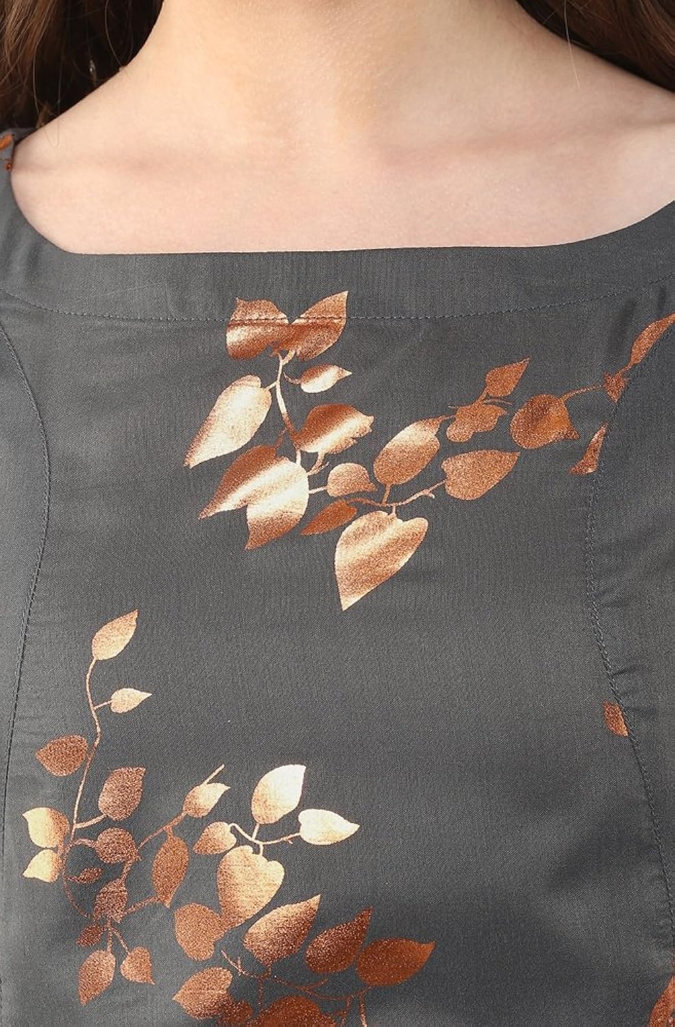 janasya women's grey anarkali casual crepe kurti