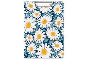 Rimilak Wood Clipboard, 8.5x11 Paper Letter Size, Cute Custom Pattern, Fun Design Hardcard Board for Classroom, Teachers, Kid, Woman, Back to School, Home & Office Supply, Daisy Flower