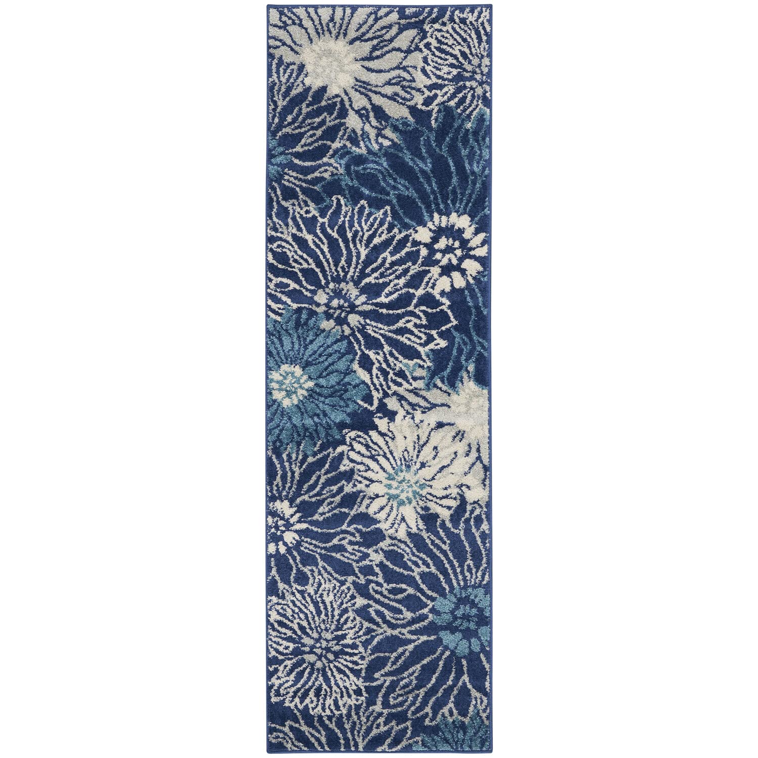 Nourison Passion Navy/Ivory 6' Runner Area Rug , 1'10" x 6'
