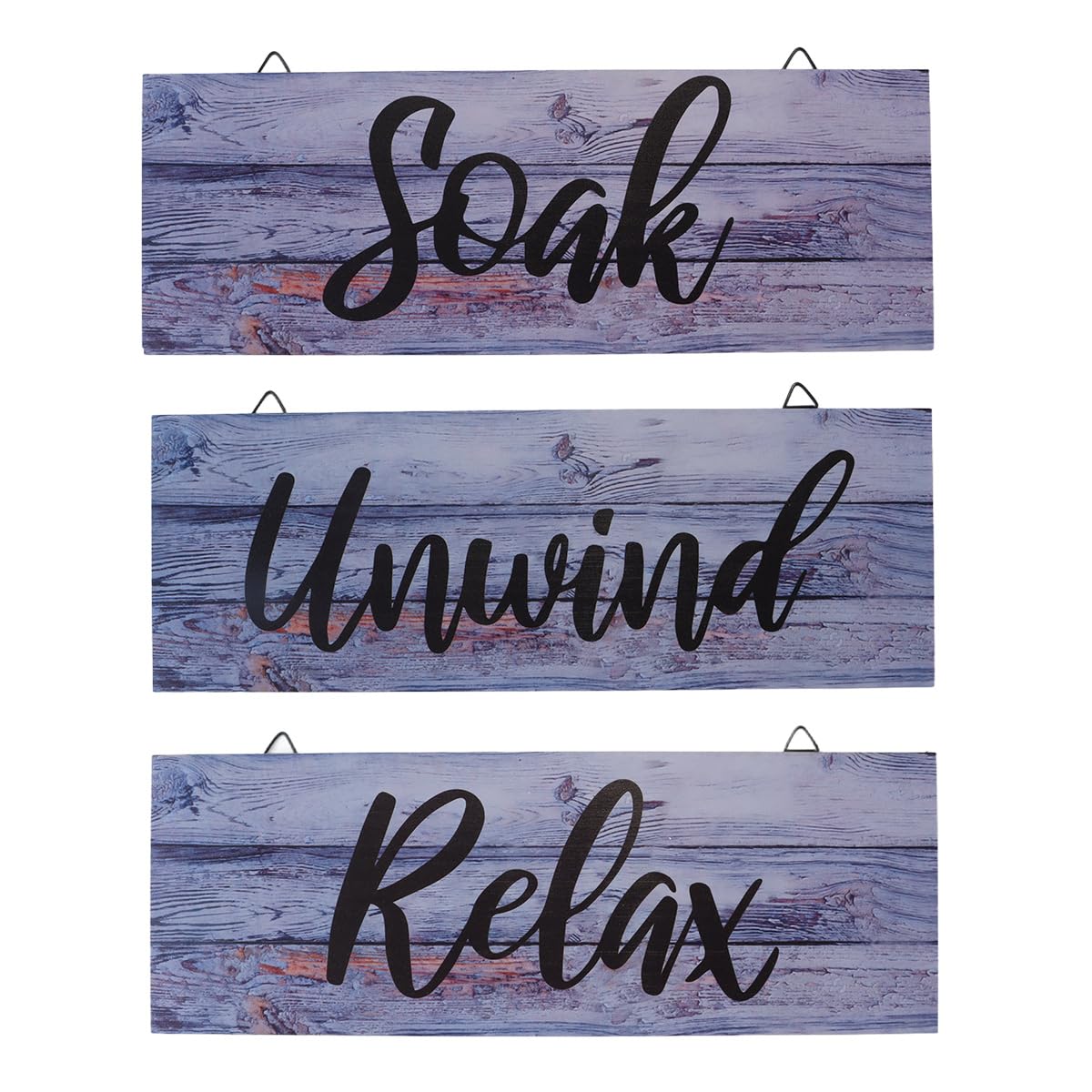 Alnicov 3 Pieces Wooden Wall Signs – "Relax Refresh Renew" – Rustic Farmhouse Bathroom Decor, Vintage Style Wall Art for Home, Bathroom, Laundry Room