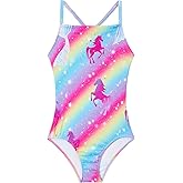 Girls Bathing Suits UPF 50+ Swimsuits Quick-Dry Cross-Strap for Toddlers & Kids 3-12T Sleeveless Sun Protection