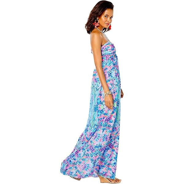 Lilly Pulitzer Women's Carmilla Maxi, Resort White Barefoot Beachcombers  Engineered Knit Dress at Amazon Women's Clothing store