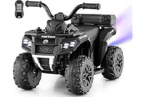 OLAKIDS Kids ATV with Spray Function, Remote Control, Storage Trunk, 6V Toddler Ride on Toy, Black